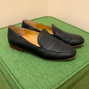 Black leather dress loafers